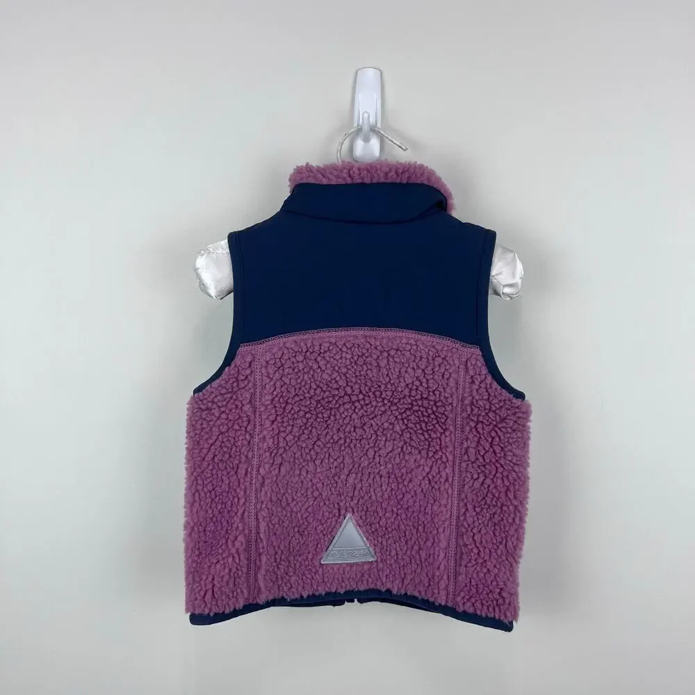 L.L. Bean Infants' Sherpa Fleece Vest Mauve Berry Carbon Navy 6-12 Months NWT